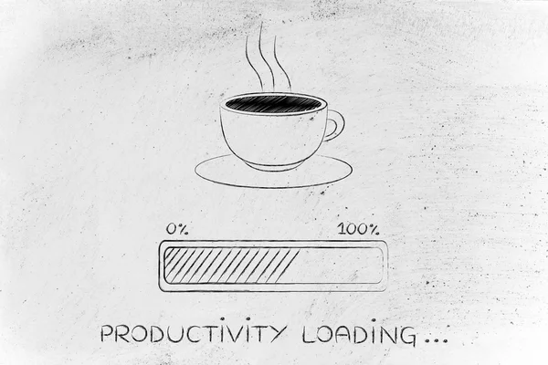 Coffee cup & progress bar loading Produtividade — Fotografia de Stock