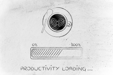 Latte sanat kahve Kupası ve ilerleme verimlilik yükleme çubuğu