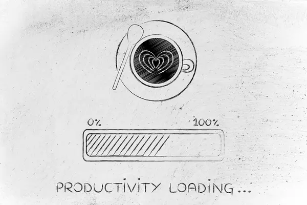 Latte sanat kahve Kupası ve ilerleme verimlilik yükleme çubuğu