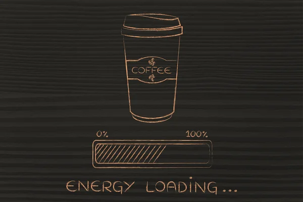 Vaso de café y barra de progreso de energía de carga — Foto de Stock
