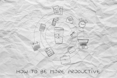 kahve bardak ve office nesneleri, kafein ve verimlilik