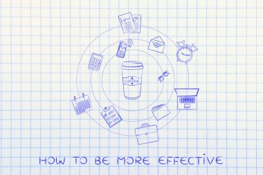 kahve bardak ve office nesneleri, kafein ve verimlilik