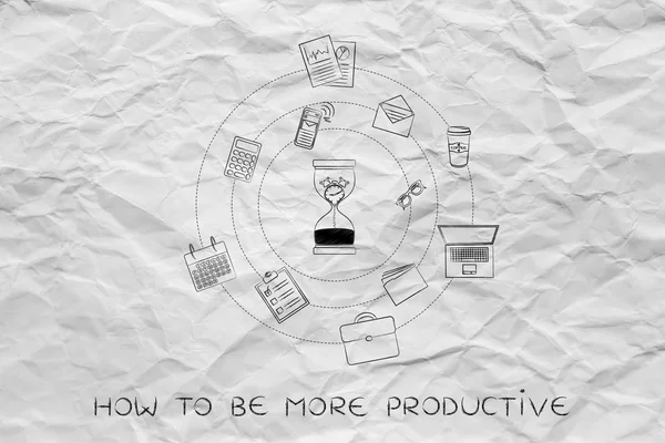 Saat ve office nesneleri, verimlilik konsantrasyon erime ile kum saati