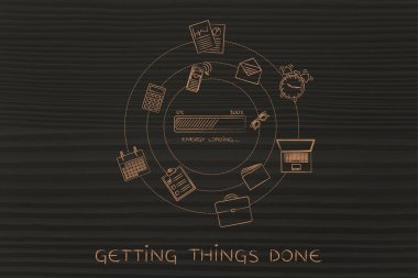 enerji ilerleme çubuğu ve office nesneleri, verimlilik kavramı