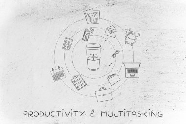 kahve bardak ve office nesneleri, kafein ve verimlilik