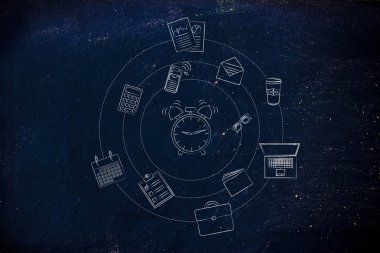 çalar saat ve office nesneleri, verimlilik kavramı