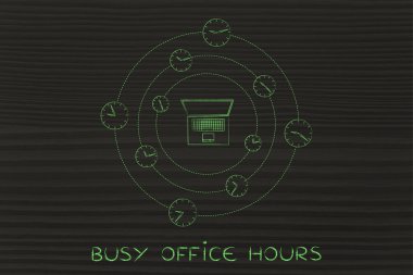 fazla mesai saati tarafından çevrili dizüstü