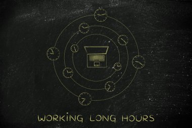 fazla mesai saati tarafından çevrili dizüstü