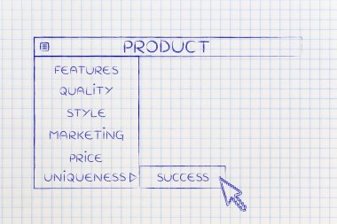 Ürün açılır menüsü, Başarı'yı seçin