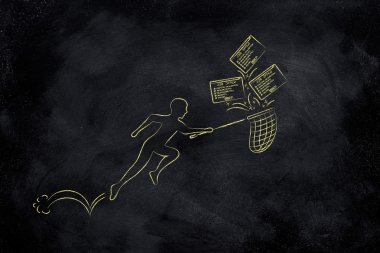 düşen iş teklifleri bir grup net işleme ile adam, filtre appl