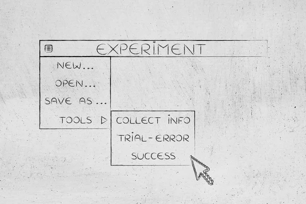 Experiment rozbalovací nabídka, ukazatel výběru možnosti úspěchu — Stock fotografie