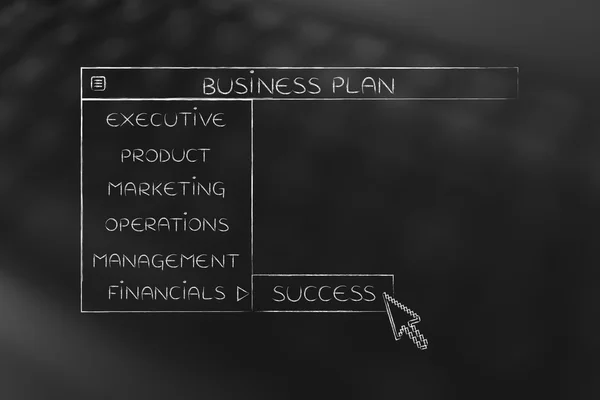 Menú desplegable plan de negocios, seleccione Éxito —  Fotos de Stock