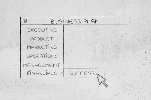 Business plan vervolgkeuzemenu, selecteer succes — Stockfoto