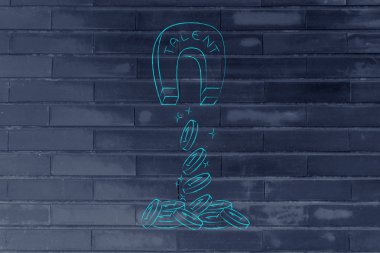 word yetenek çeken sikke ve kar ile büyük mıknatıs