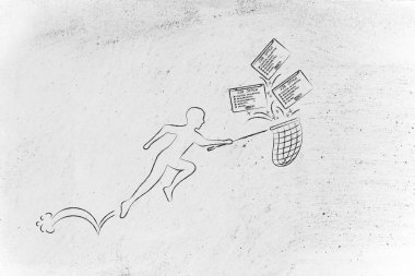 düşen iş teklifleri bir grup net işleme ile adam, filtre appl