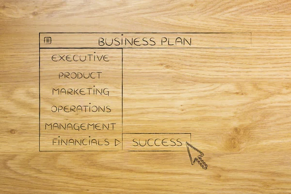 Business plan dropdown menu, select Success — Stock Photo, Image