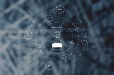 alarm saatler iplik tarafından çevrili erime ile kum saati