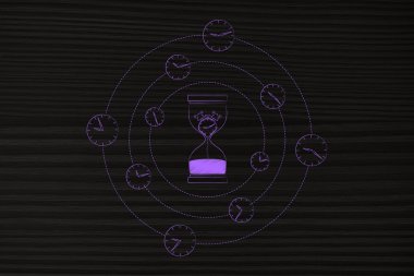 alarm saatler iplik tarafından çevrili erime ile kum saati