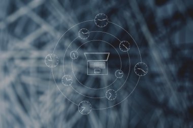 fazla mesai saati tarafından çevrili dizüstü