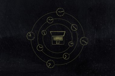 fazla mesai saati tarafından çevrili dizüstü