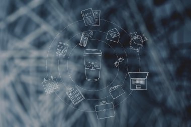 kahve bardak ve office nesneleri, kafein ve verimlilik