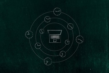 fazla mesai saati tarafından çevrili dizüstü