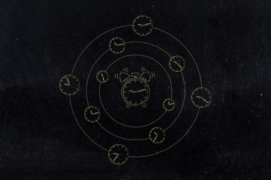 çalar saatleri iplik tarafından çevrili saat