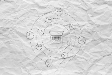 fazla mesai saati tarafından çevrili dizüstü