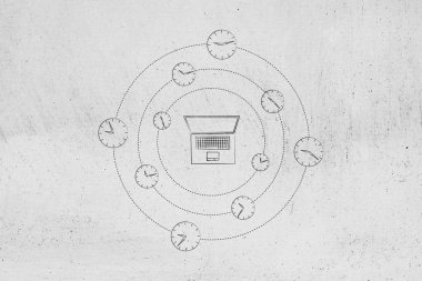 fazla mesai saati tarafından çevrili dizüstü