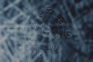 çalar saatleri iplik tarafından çevrili saat