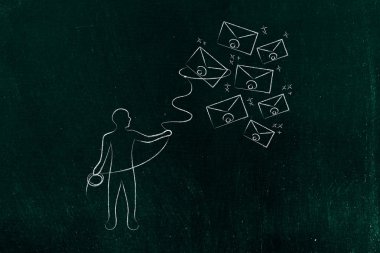 Zarflar, alıcı Kement ile kişi e-posta ve iletişim konsantrasyon