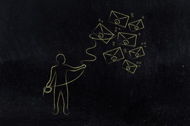 Zarflar, alıcı Kement ile kişi e-posta ve iletişim konsantrasyon