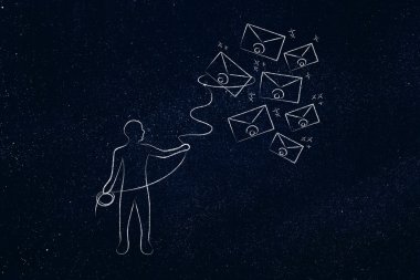 Zarflar, alıcı Kement ile kişi e-posta ve iletişim konsantrasyon
