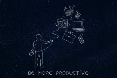 office nesneleri, alıcı Kement multitasking iş başında olan kişi