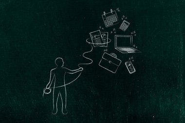 office nesneleri, alıcı Kement multitasking iş başında olan kişi