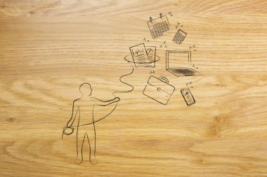 office nesneleri, alıcı Kement multitasking iş başında olan kişi