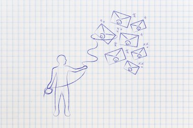 Zarflar, alıcı Kement ile kişi e-posta ve iletişim konsantrasyon