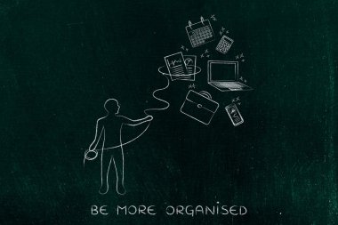 office nesneleri, alıcı Kement multitasking iş başında olan kişi