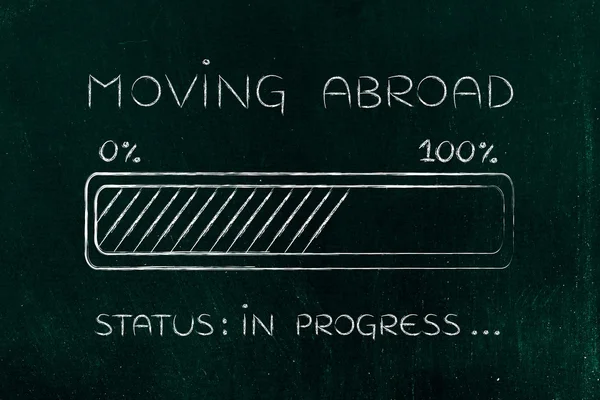 Moving abroad progress bar loading — Stock Photo, Image