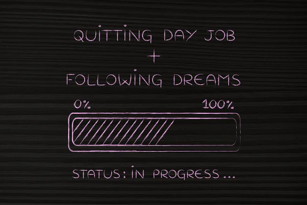 Quitting day job following dreams progress bar loading — Stock Photo, Image