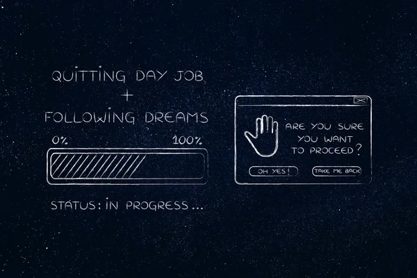 quit job & follow dreams: progress bar loading & pop-up are you