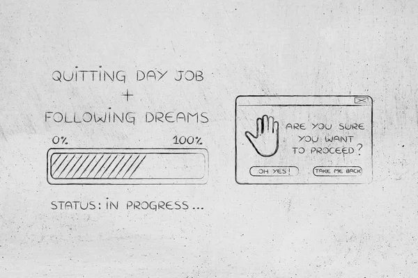 quit job & follow dreams: progress bar loading & pop-up are you