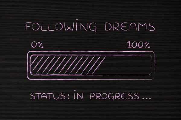 Following dreams progress bar loading — Stock Photo, Image