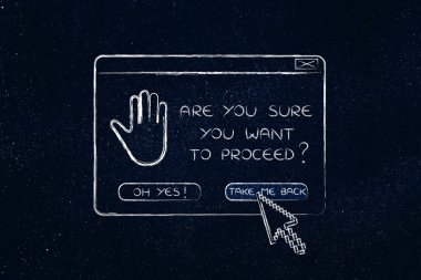 devam etmeden ve işaretçi üzerinde negatif ans hakkında açılır pencere sorusu