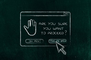 devam etmeden ve işaretçi üzerinde negatif ans hakkında açılır pencere sorusu