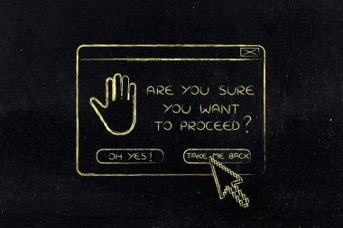 devam etmeden ve işaretçi üzerinde negatif ans hakkında açılır pencere sorusu