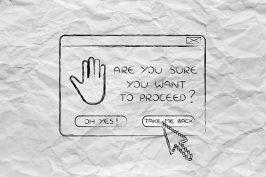 devam etmeden ve işaretçi üzerinde negatif ans hakkında açılır pencere sorusu