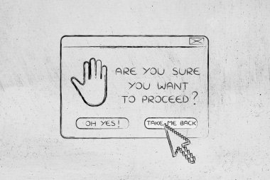 devam etmeden ve işaretçi üzerinde negatif ans hakkında açılır pencere sorusu