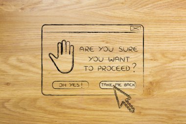 devam etmeden ve işaretçi üzerinde negatif ans hakkında açılır pencere sorusu