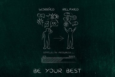 endişeli den rahat: adam tepki değişen